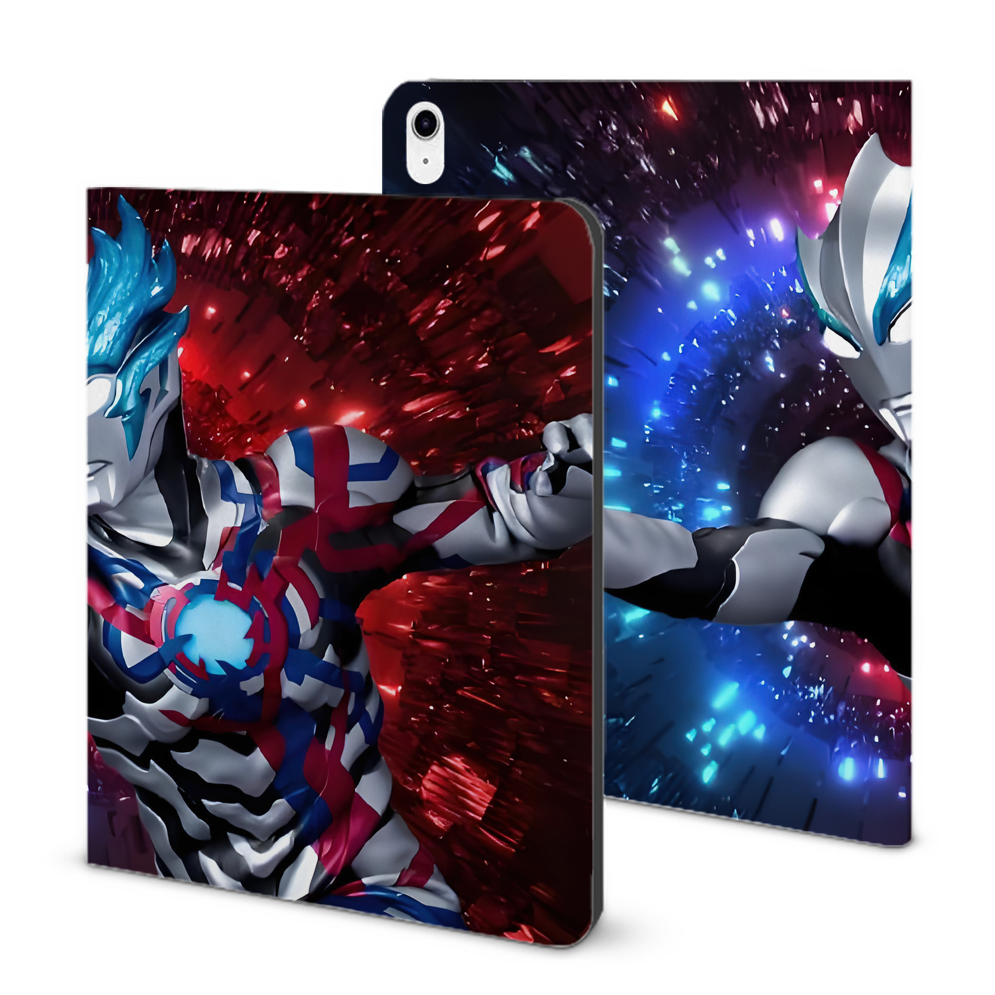 （画像用） ウルトラマン Ultraman IPad ケース ブック型 PUレザー TPU 耐衝撃 軽量 薄型 ペン収納なし 全面保護 IPad 各モデル対応